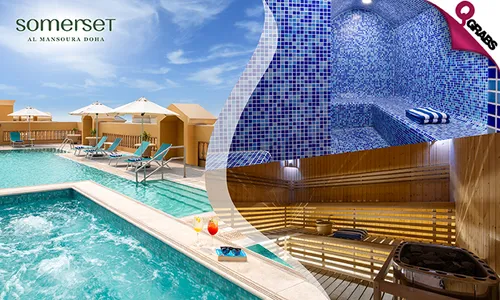 All-Day Pool Access with Jacuzzi, Steam Room, & Sauna at Somerset Al Mansoura Hotel!